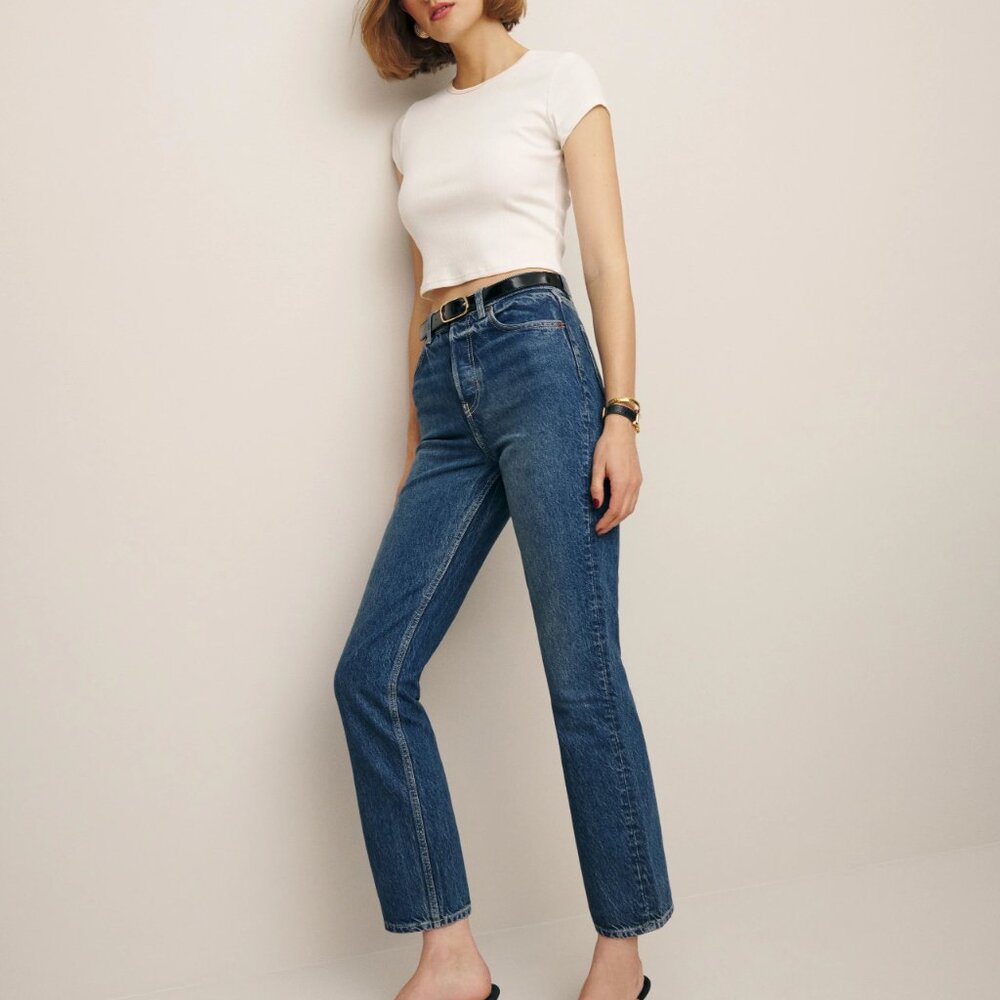 Reformation Cynthia High Rise Straight Cropped Jeans SIZE 26 (NWT)